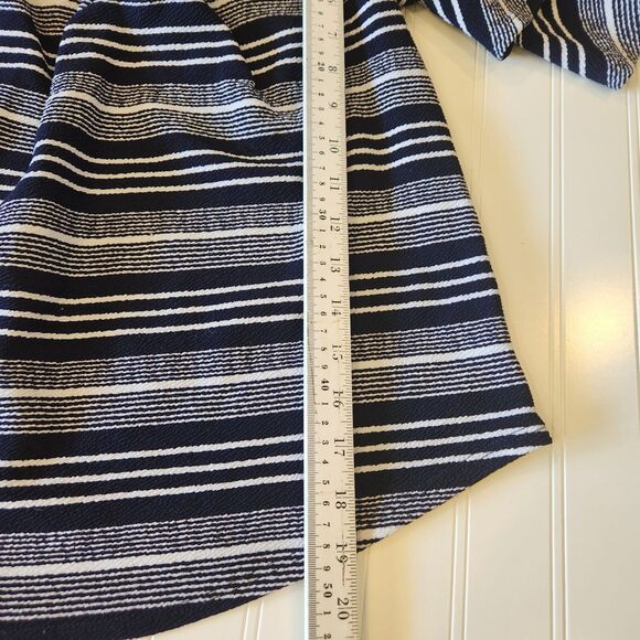 Moa Moa Large Blue White Striped Short Sleeve Blouse - Picture 6 of 9